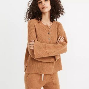 Madewell (Re)sourced Cashmere Ribbed Henley Sweater in Honey Chestnut, size S
